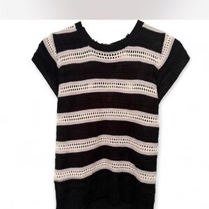 Black and White Striped Knit Top